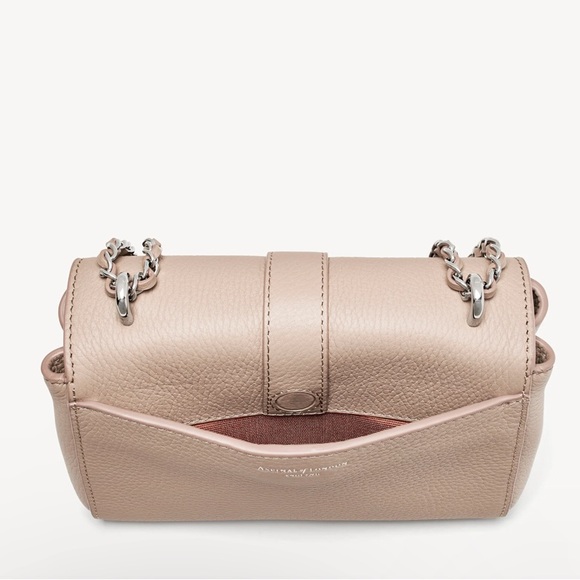 Aspinal of London Lottie Shoulder Bag in Soft Taupe Pebble - Picture 7 of 16